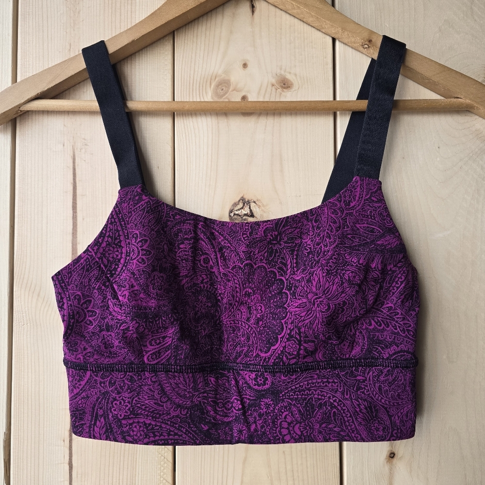 Lululemon Both Ways Bra Mini Antique Paisley Deep Fuschia Black Size 4